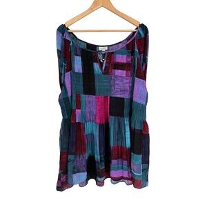 Avenue Fairview Top Women's Size 30 / 32 Multicolor Crinkle Bell Sleeve Tunic